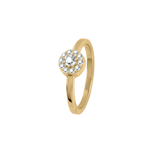 Jacques Lemans SE-R156E54 Damen Ring Gr. 54 Sterlingsilber vergoldet mit White Topaz